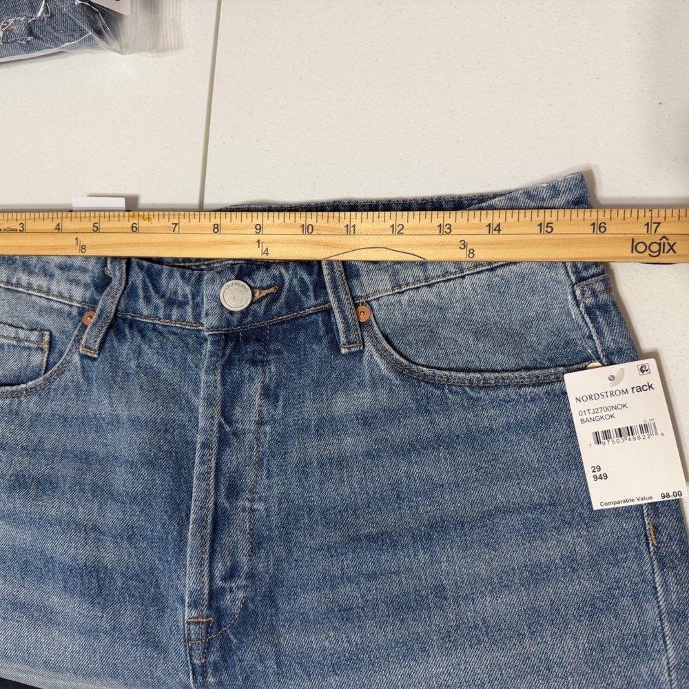 BlankNYC The Baxter Ribcage Straight Leg Jeans Blue Distressed Size 29 High Rise - Picture 9 of 13